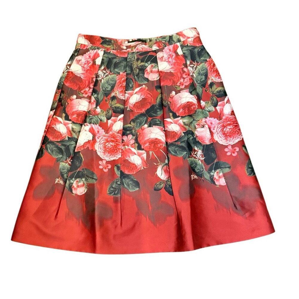Talbots Pleated Midi Skirt Floral Print Lined Sz. 6 Party Wedding Event